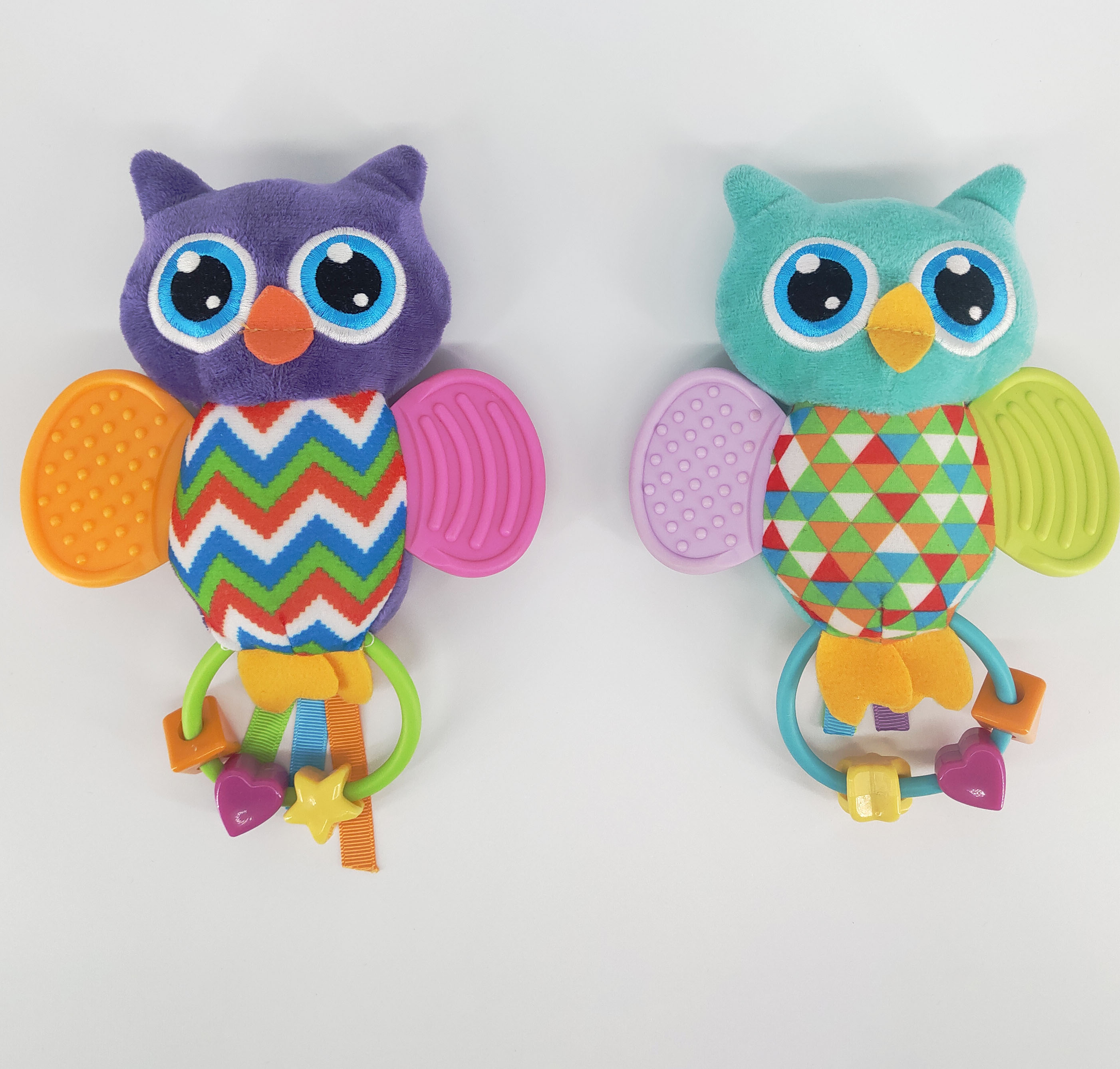 Owl rattle toys with teether
