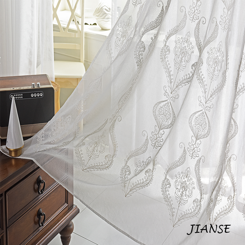 CURTAIN A858 European fancy embroidery curtain dolly sheer hot sale for living room indoor