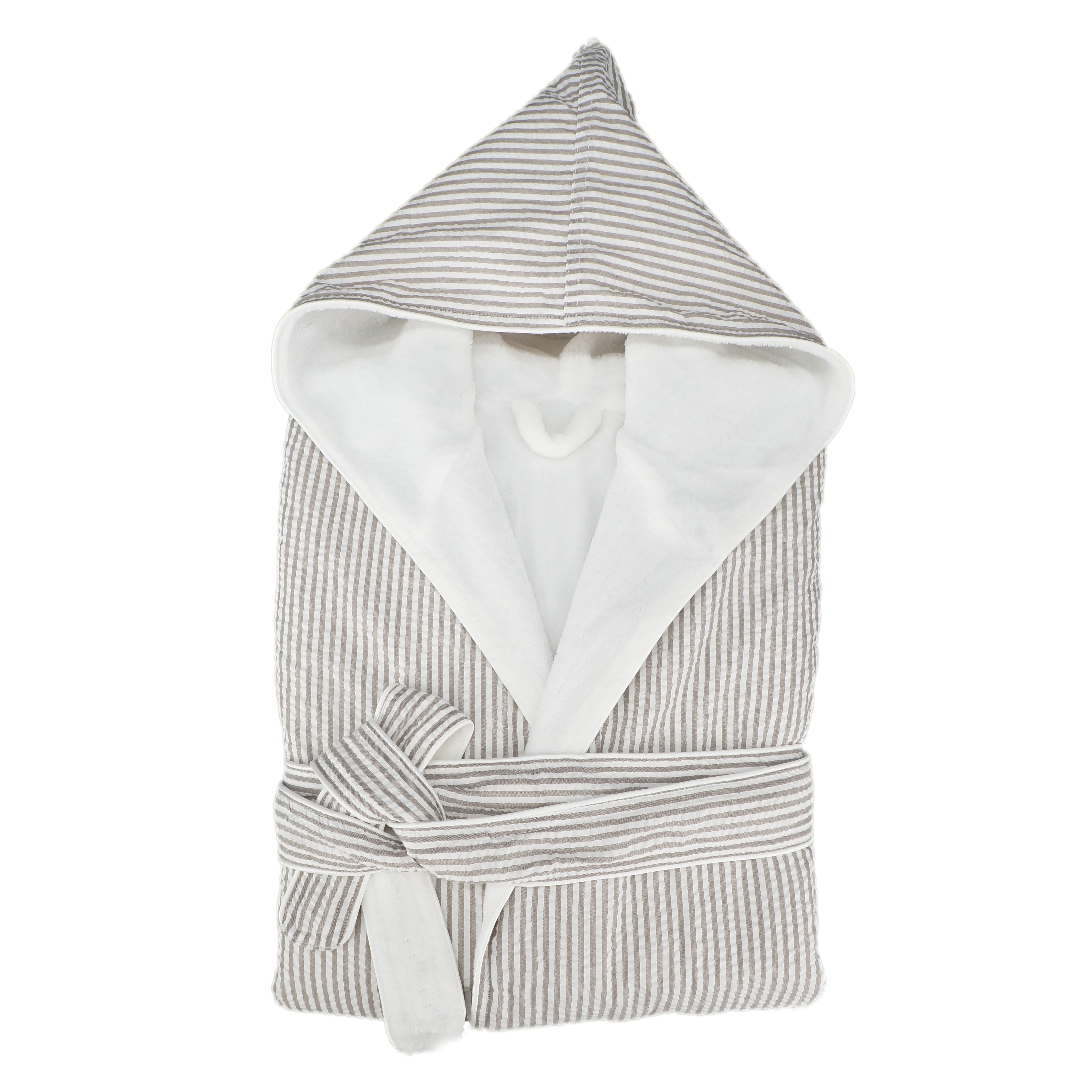 100% polyester yarn dyed seersucker microfiber double layers bathrobe for Hotel & Spa