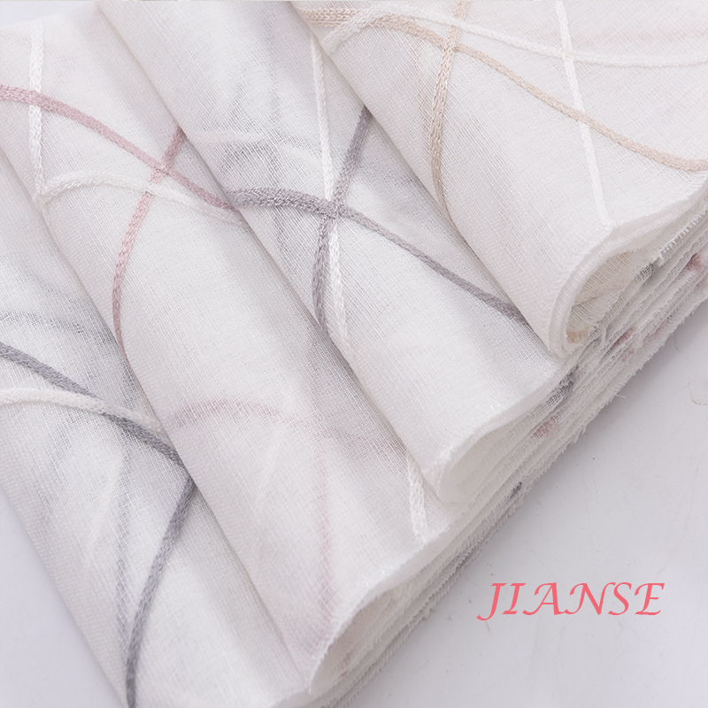 CURTAIN E8169 Doris Geometric embroedery curtain fabric good quality classic fancy home window