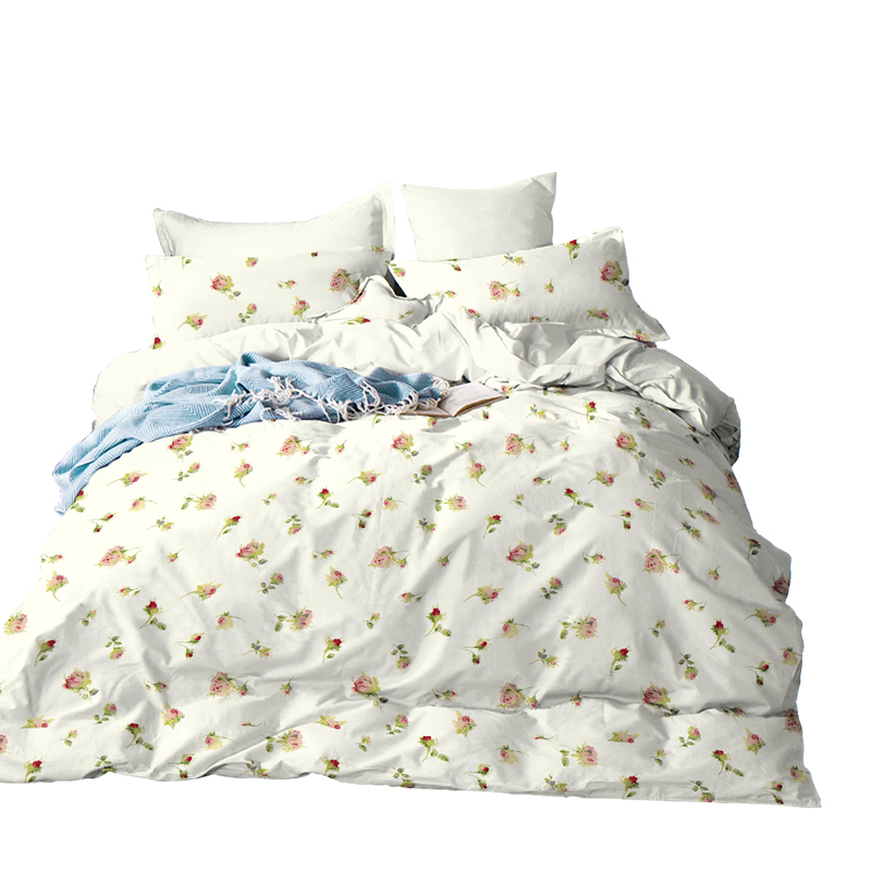 132TC 100cotton Rose ptint fabric for bed set ,duvet cover