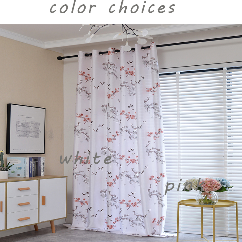 CURTAIN A3488 Silk look bird flower printing luxcy curtain fabric chinese style manufacture