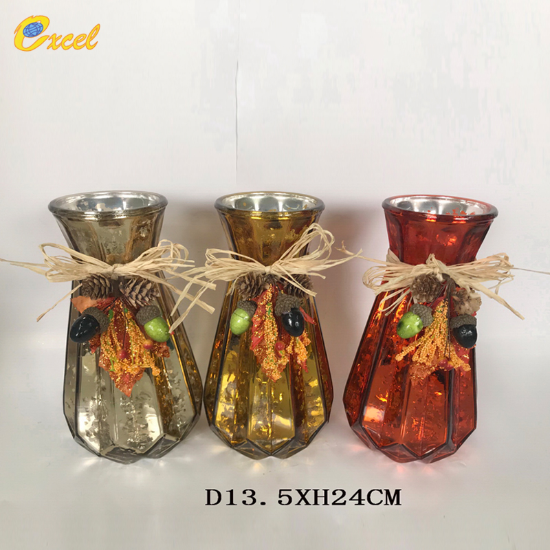 Fall mercury glass vase