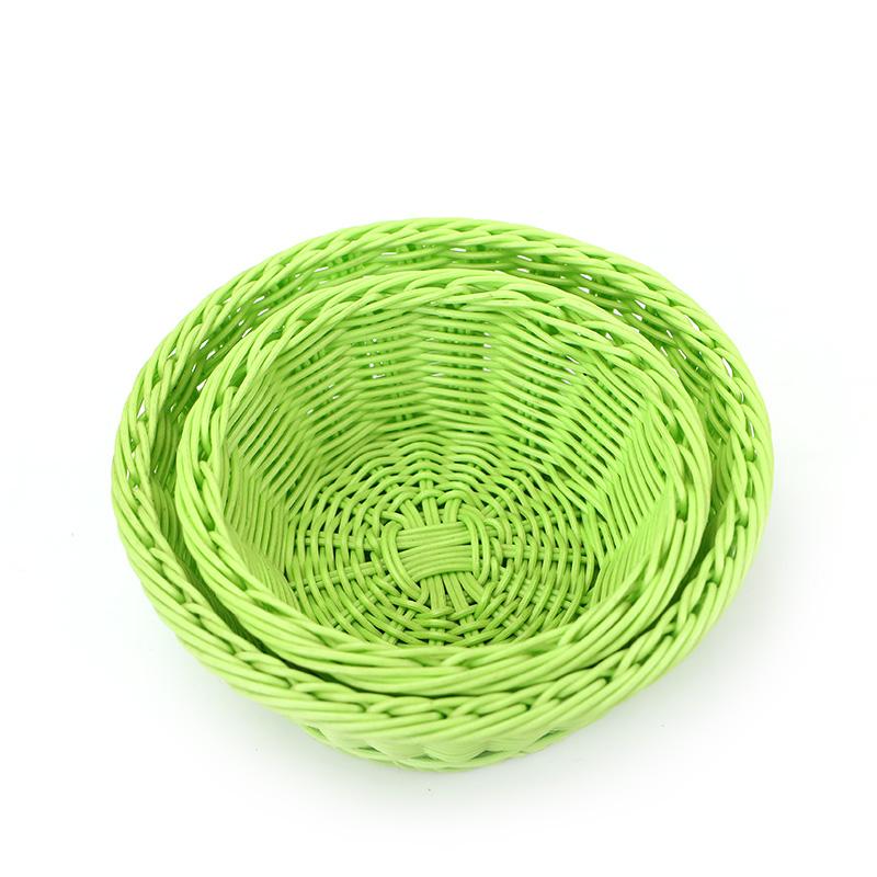 Solid Woven Plastic Basket Round Bowl