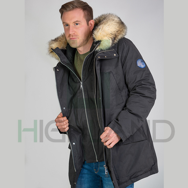 Men's Warm Winter Down Jacket Parka Puffer Coat with Hood Faux-Fur Trim-available
