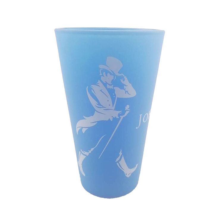 16oz pint glass cup with color spray and logo