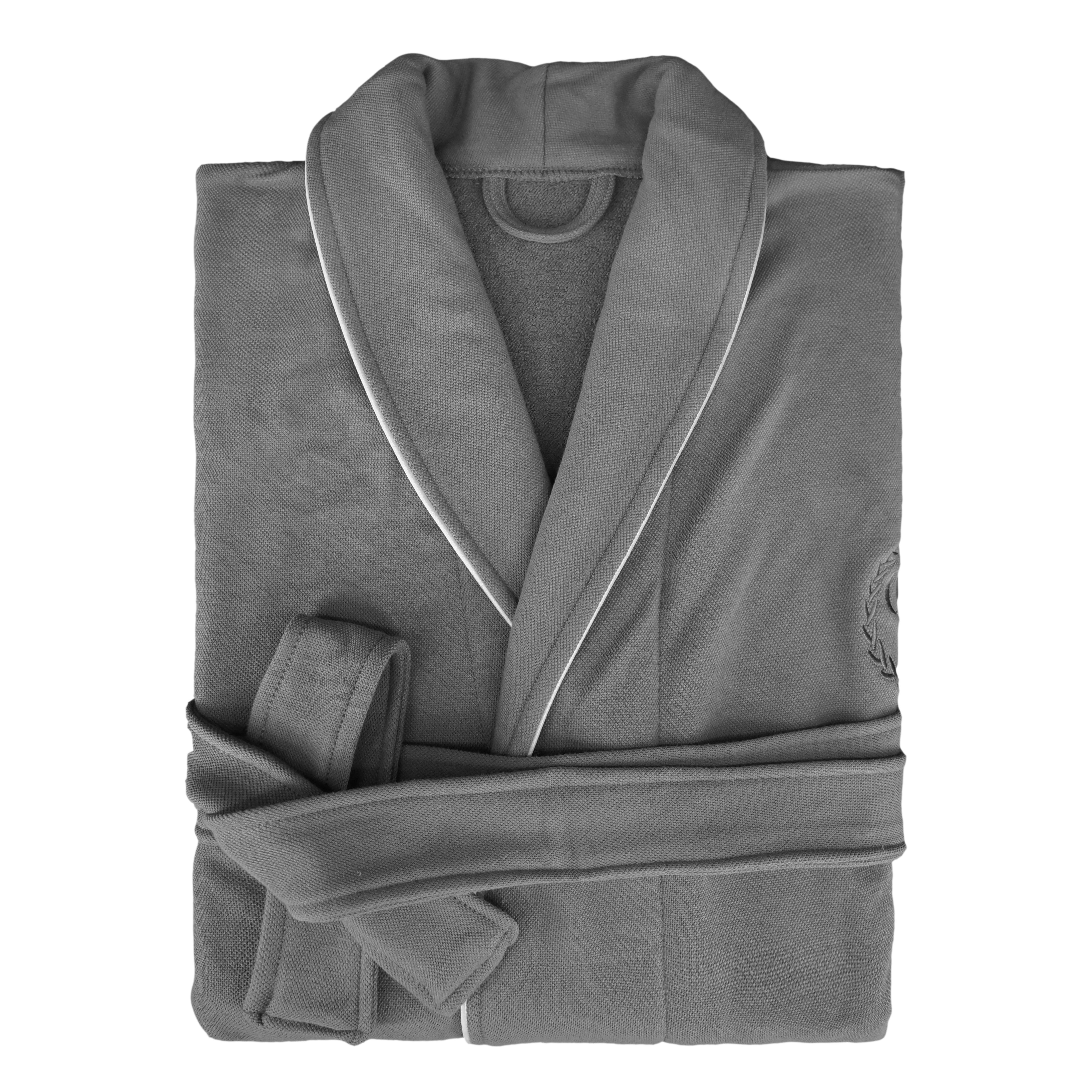 Poly Cotton CVC Pique Knitted Terry Bathrobes with piping