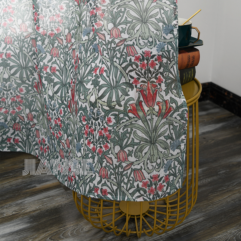 CURTAIN A3309 100% poly printing curtain & fabric Fancy Flower Print Fabric Window Curtain