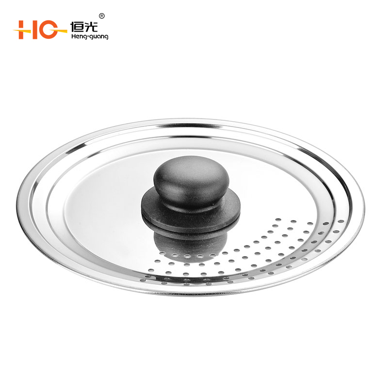 Heng Guang stainless steel lid stainless steel glass lid stainless steel combination lid multi-functional lid against hot pot lid leakage net pot lid