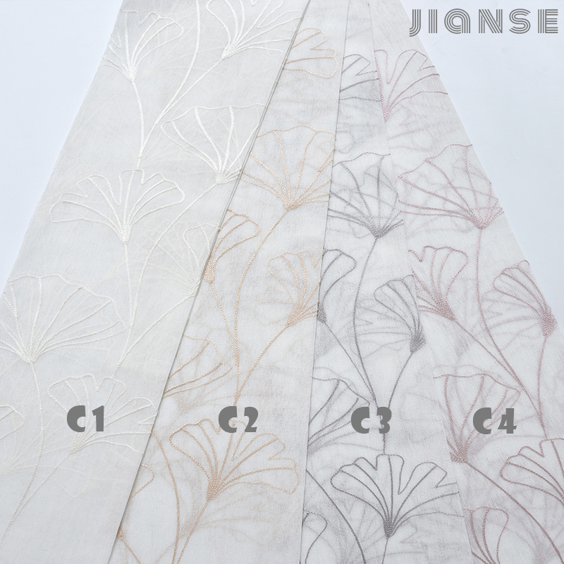 CURTAIN E8314 Leaf embroidery doris curtain light shade fabric for living room window