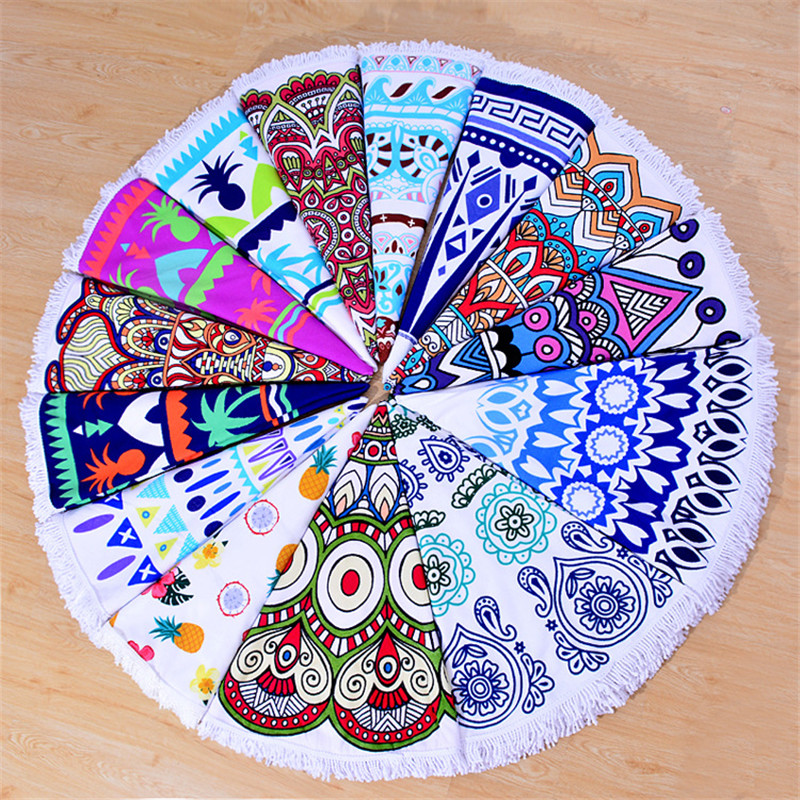 round colourful microfiber round beach towel