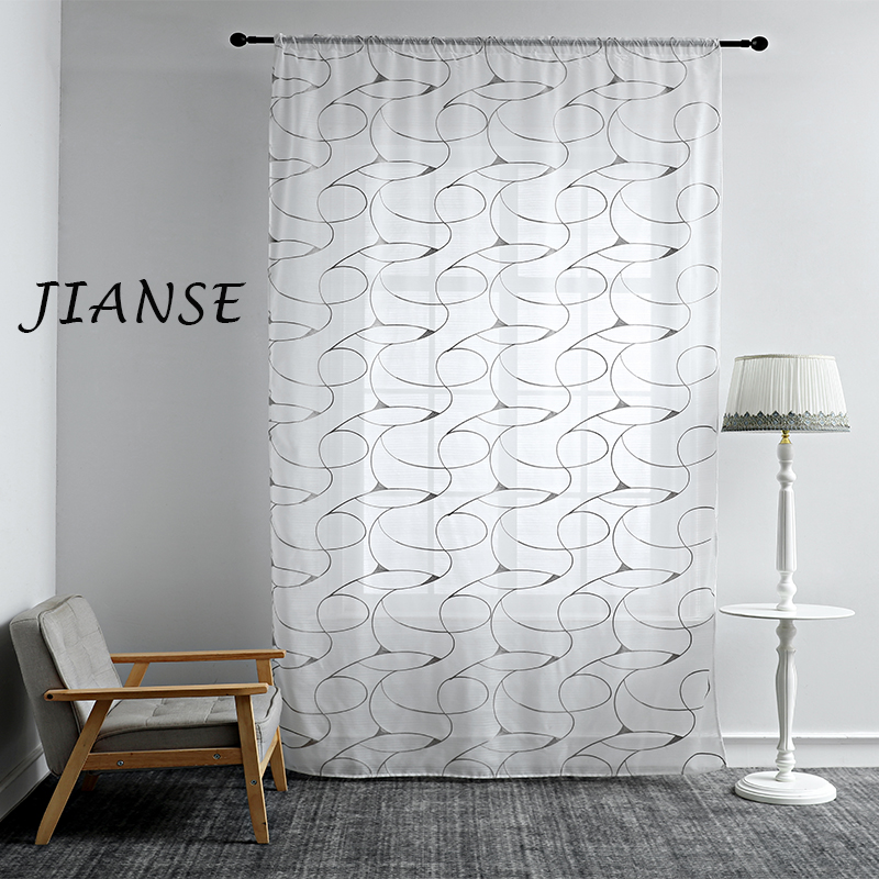 CURTAIN E8279 Stripe Embroidery sheer light curtain Luxury window covering new