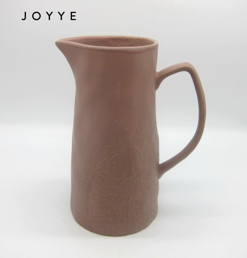 Lace Debossed Matt Reactive Ceramic Pitcher
