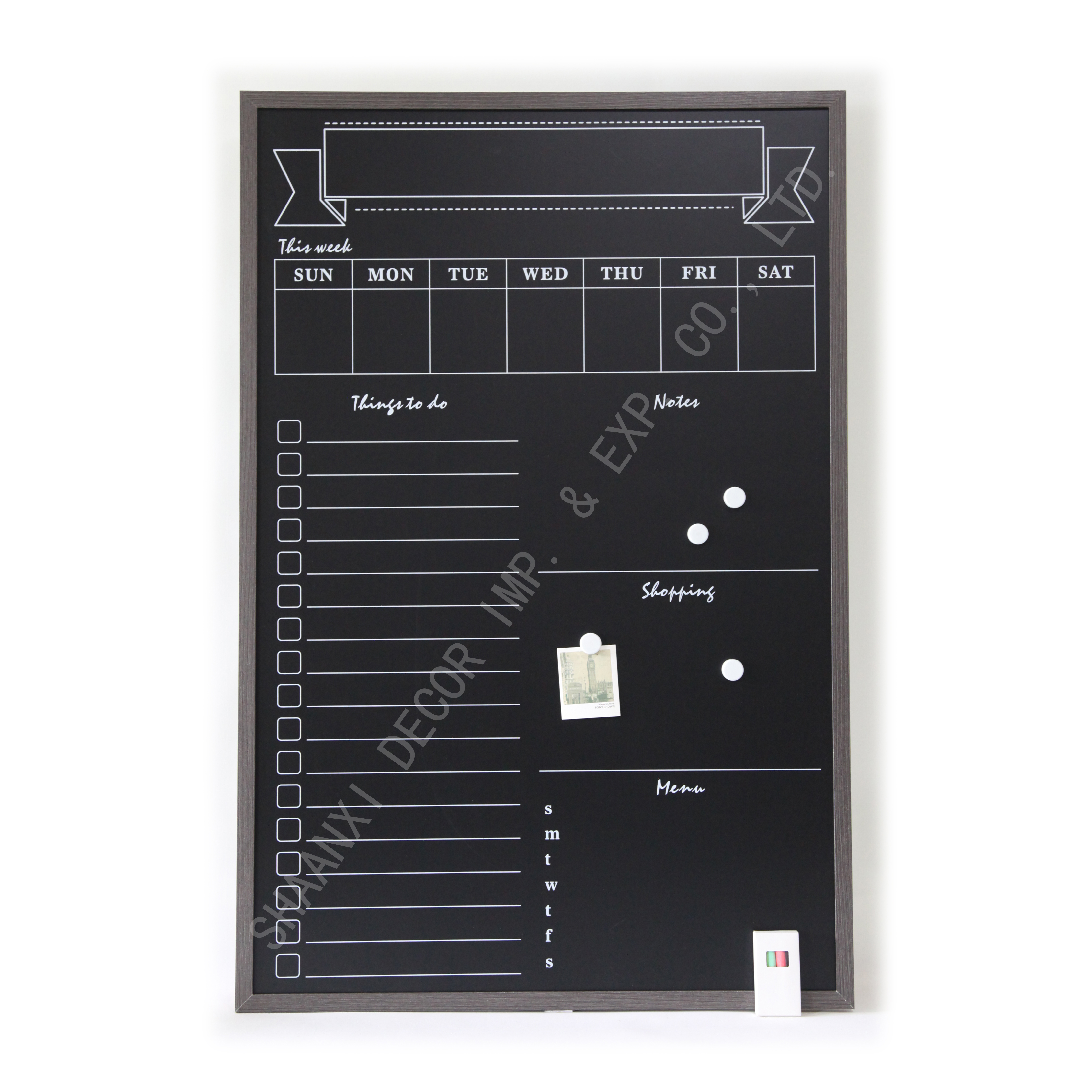 Magnetic planner chalkboard