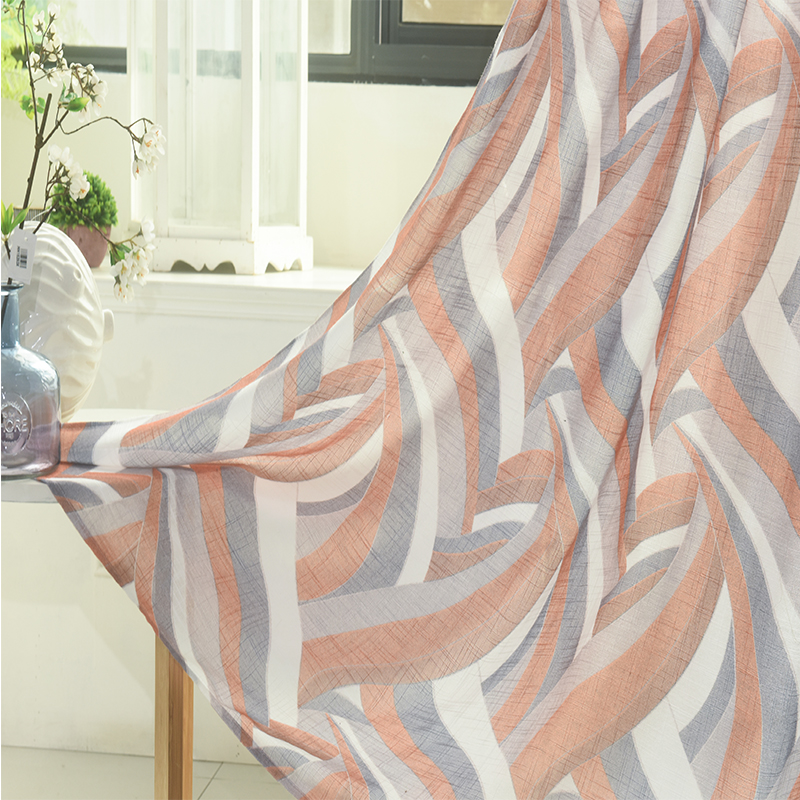 CURTAIN A3707 Linen curtain geometric printing middle east ready made curtain for indoor window
