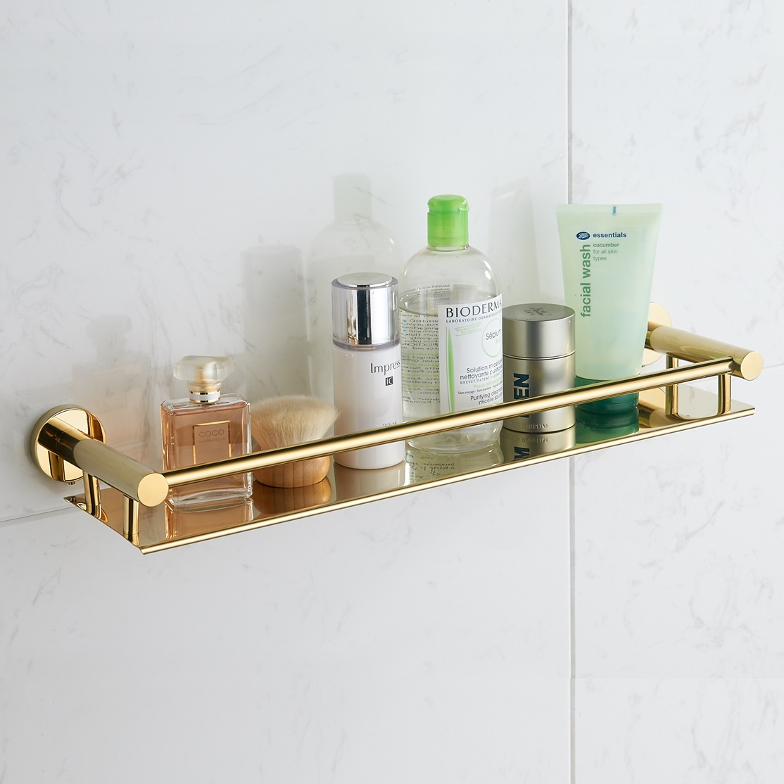 Gold Triangle design Wall Mount 304 Stainless Steel Gold Bathroom shelf