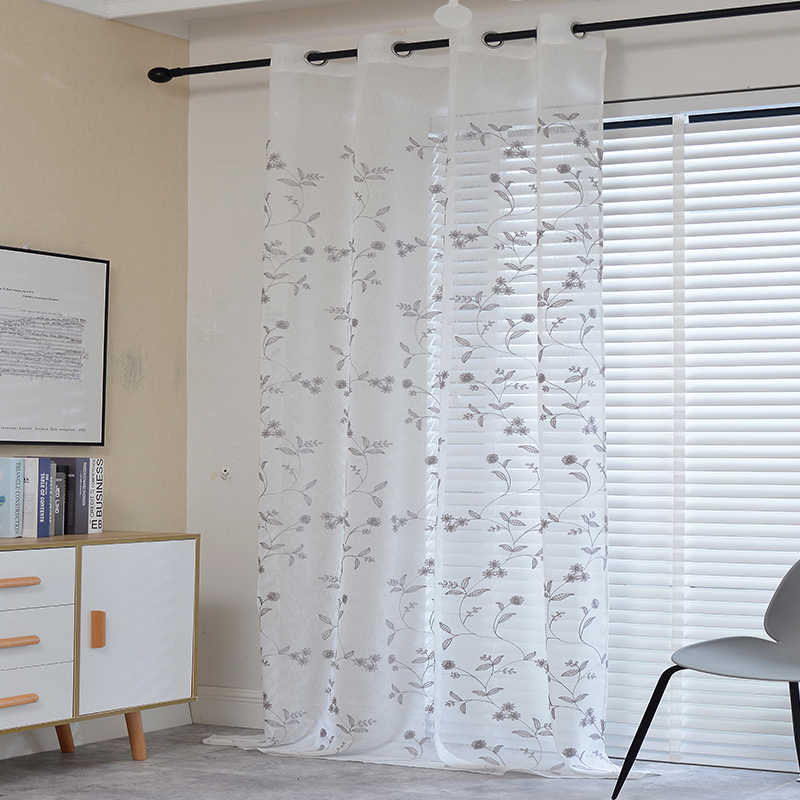 CURTAIN E8120 Silver embroidery fancy flower curtain fabric doris base hot sale sheer