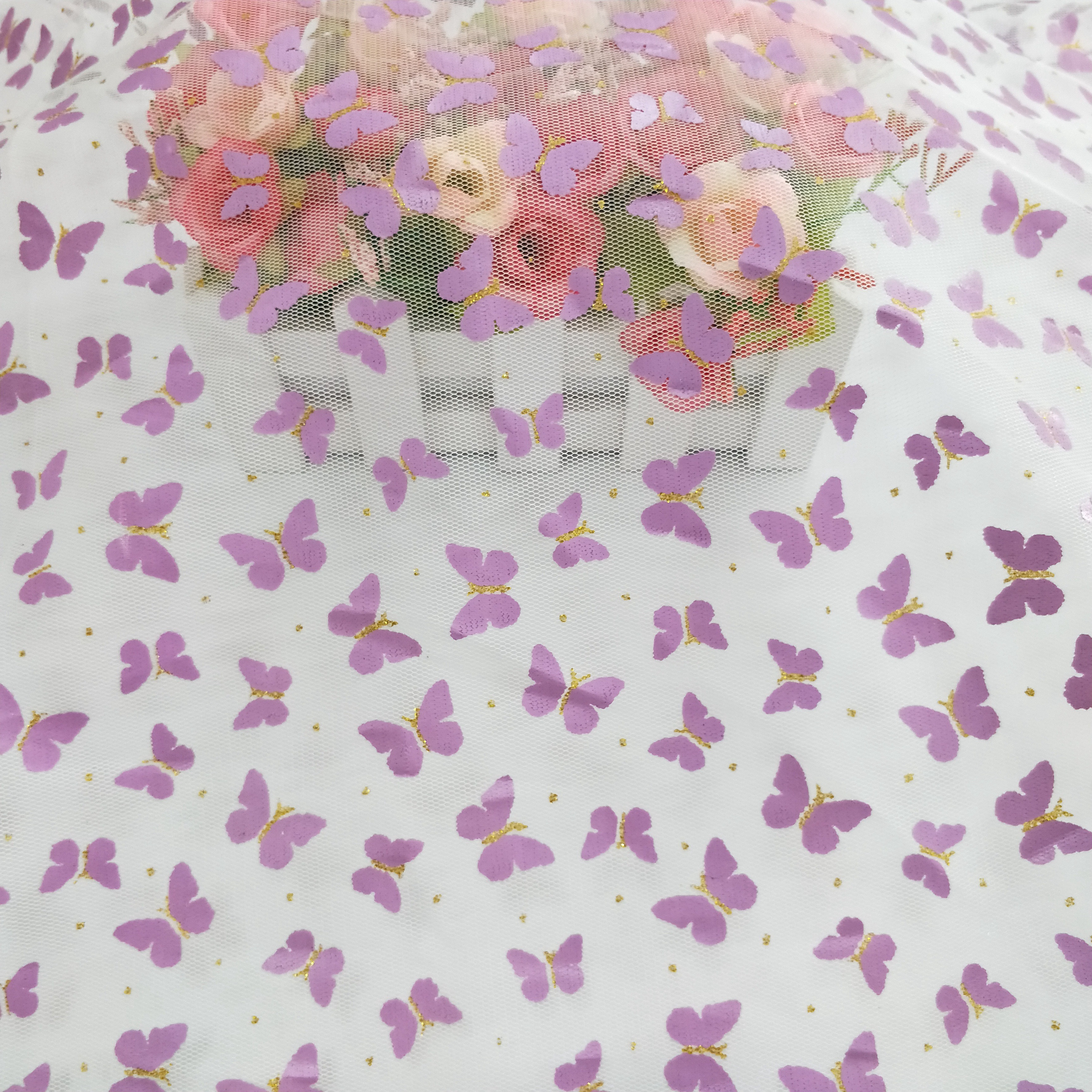 Butterfly design printing tulle