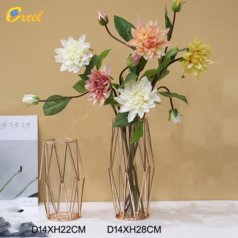 metal and glass vase