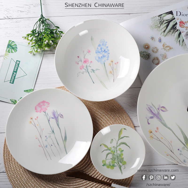 Life Like Summer Flowers P350 Tableware Tableware SZChinaware Porcelain Set Flat Plate Blue Line Bowl Sets dinnerware