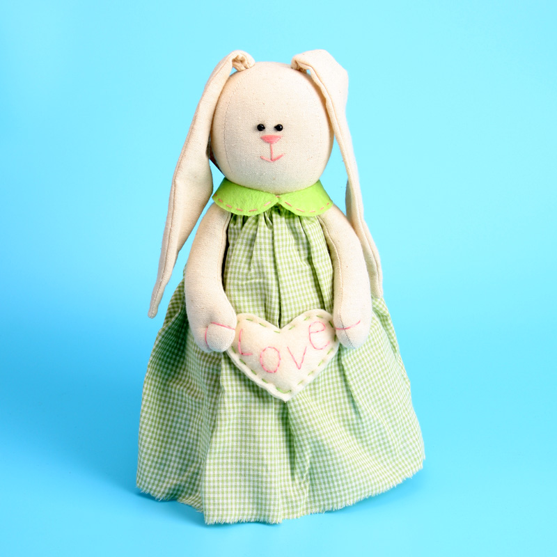 Handmade Spring Season Stuffed Bunny Couple Green