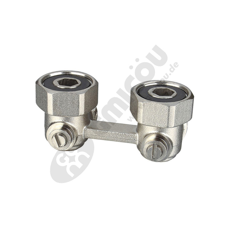 Angle H-mode double ball valve with male thread