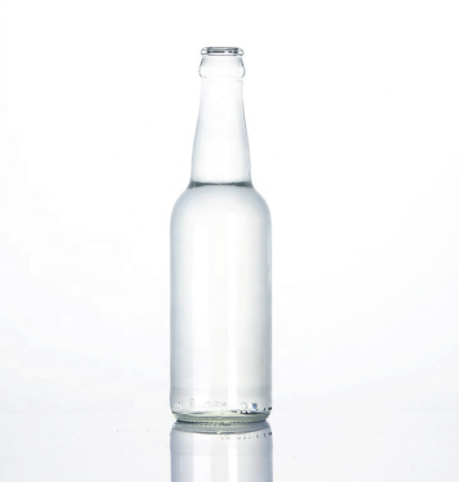 Stocked 330ml clear transparent empty sparking soda water carbonate beverage cocktail breezer beer glass bottle with lid