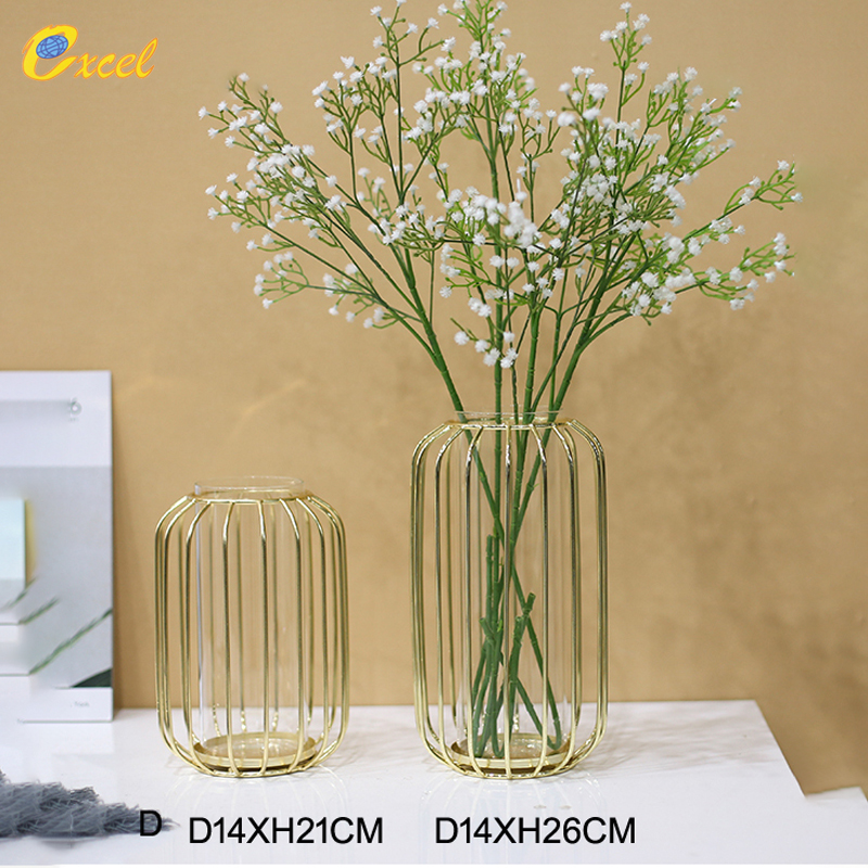 metal vase with glass