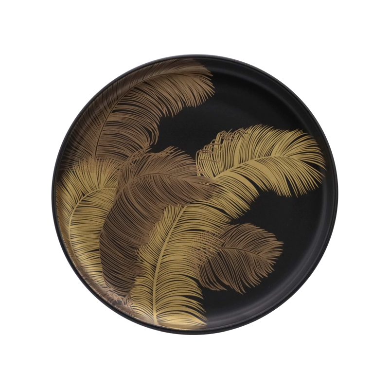 ZH-1950 black stoneware 7.5"dinner plate with gold design