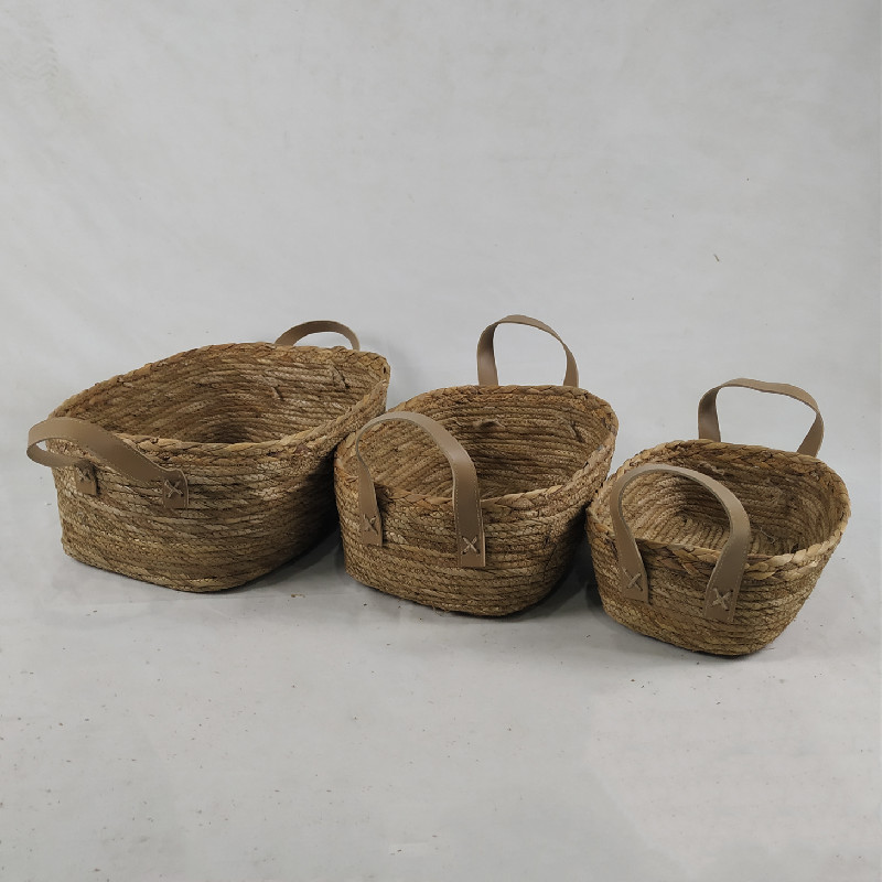 Set of 3 customized seagrass storage basket