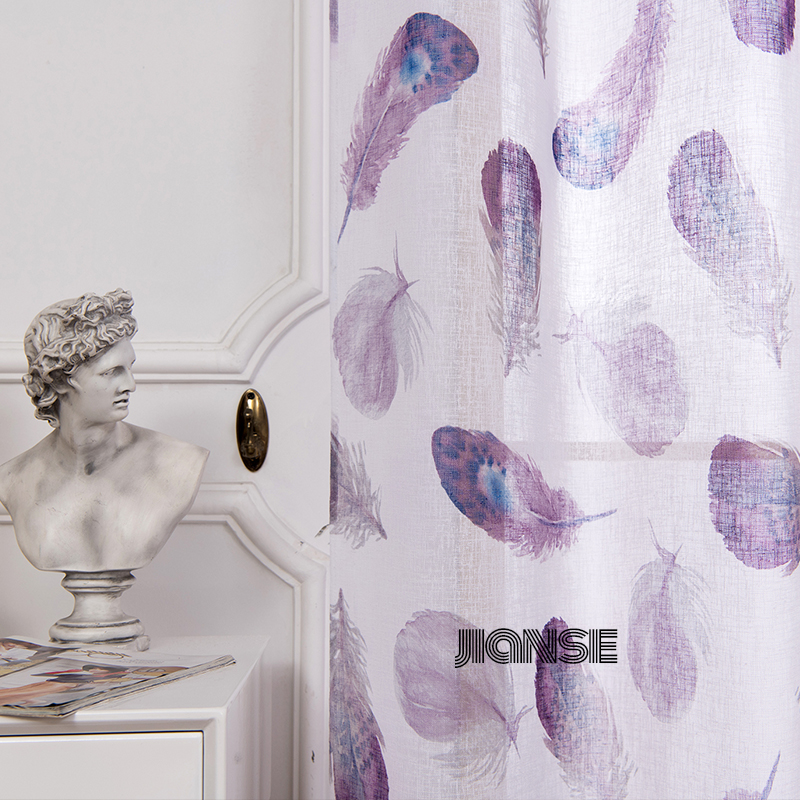 CURTAIN A3816 Feather printing curtain fabric for living room engineering curtain home window indoor