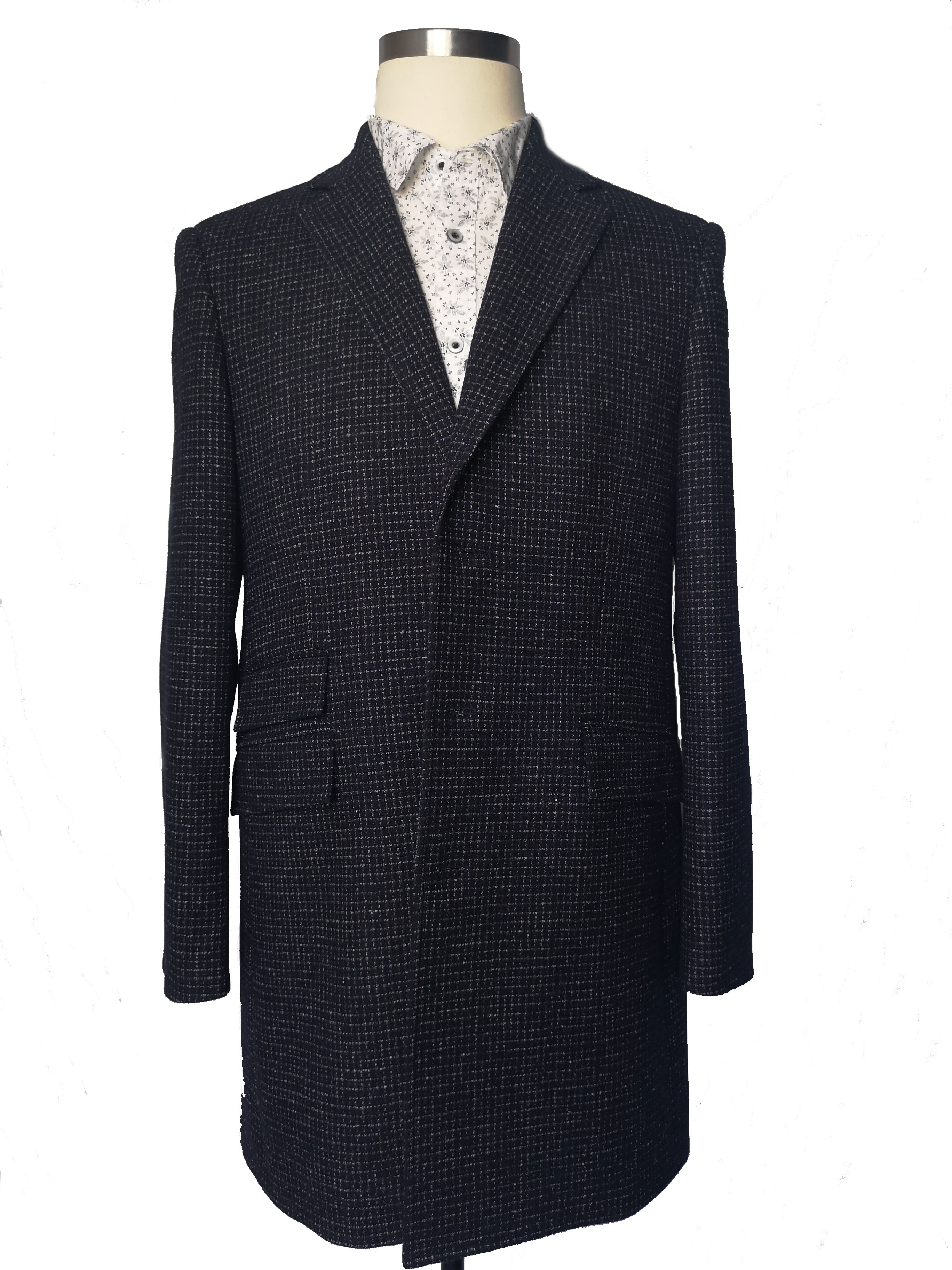Charcoal Tailored Fit Mid-long Mixed Wool Men’s coat