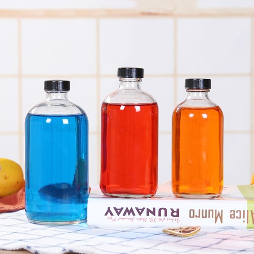 1oz 2oz 4oz 8oz 16oz 32oz clerar transparent glass boston round bottle with cap