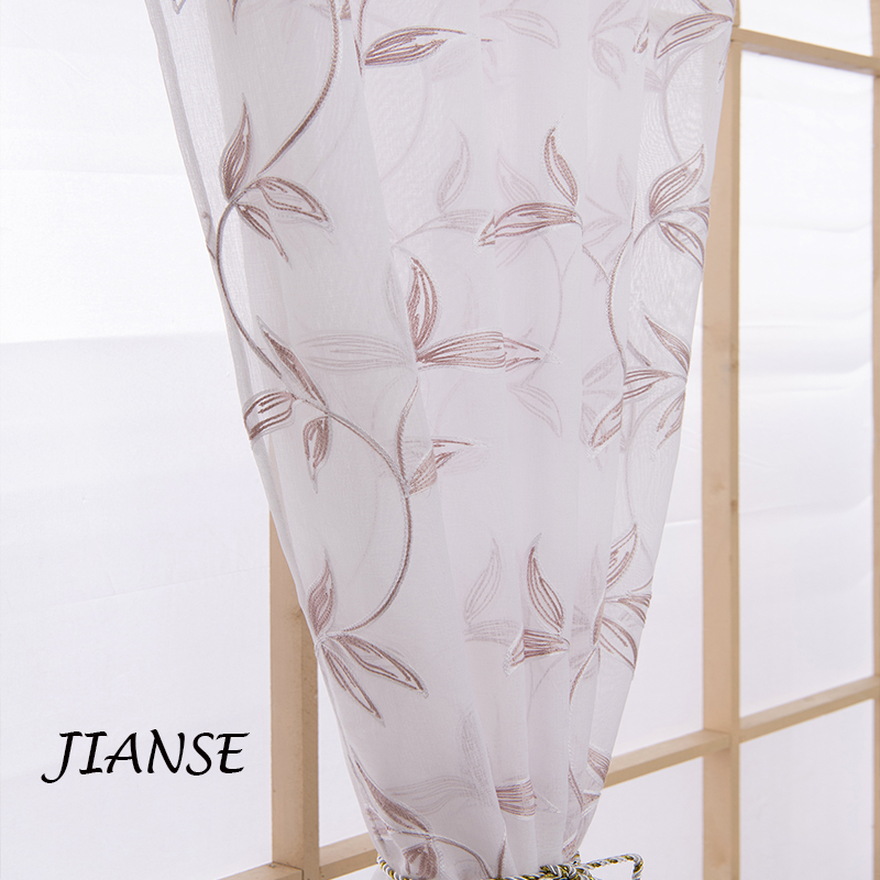 CURTAIN E826 LEAF vine embroidery dolly sheer hot sale for living room home window