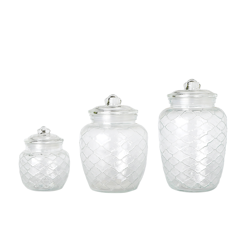 Glass food storage jar Clear Glass Jar with glass cap