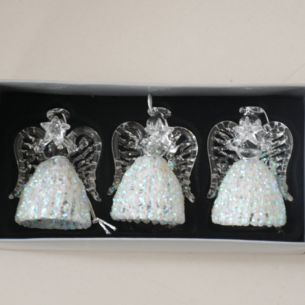 christmas glass decoration, glass angel candle holder, glass tree