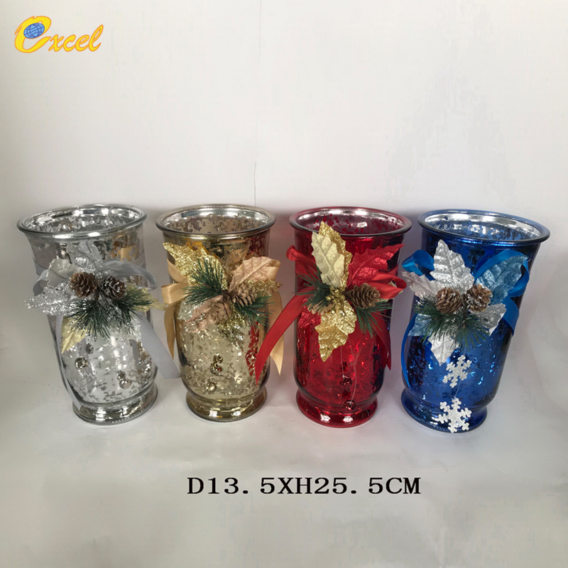 xmas mercury glass vase