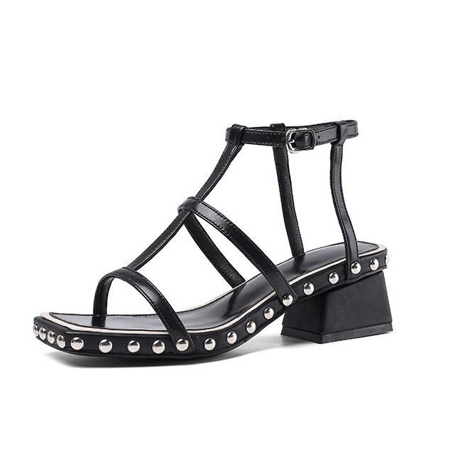 Fashion ladies heels shoes Mid heels strap sandals