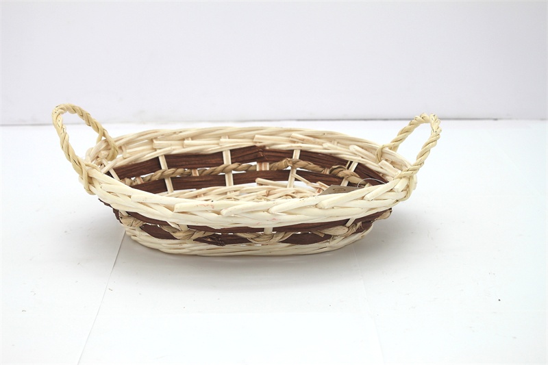 Kingwillow wholesale handweave gift wicker storage fruit basket tray storage tray