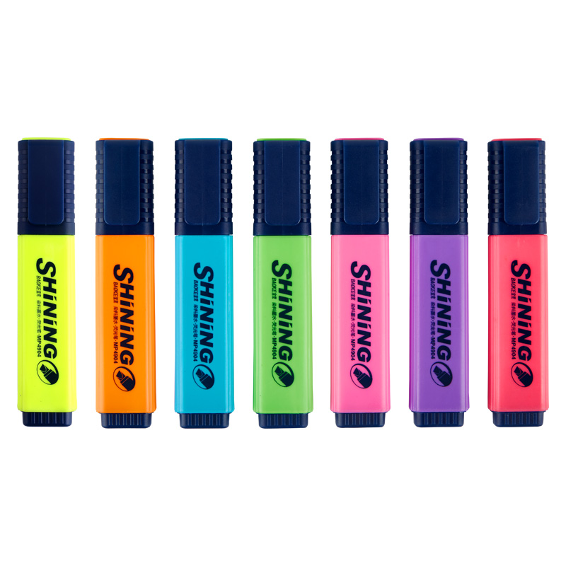 MP4904 highlighter water-based pigment ink, water-proof light-fast fadeless chisel fiber tip highlighter optional 6 colors student office use