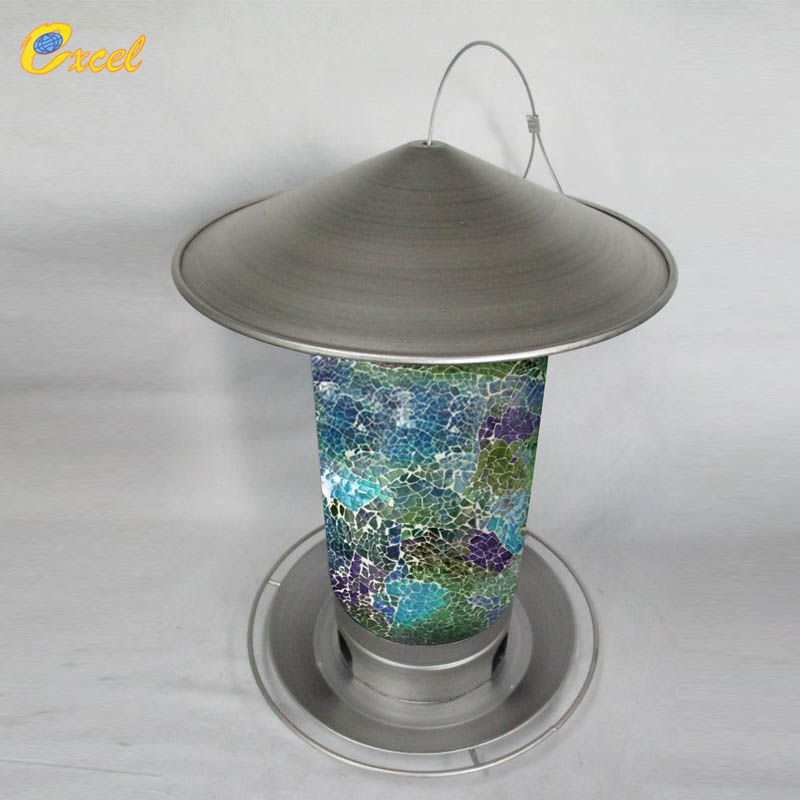 Glass mosaic bird feeder