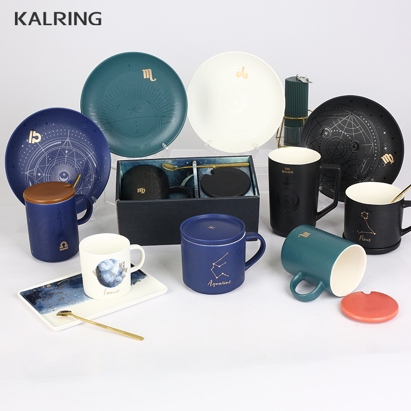 Ceramic tableware color glaze mug new bone china mug gift mug set with transparent emboss