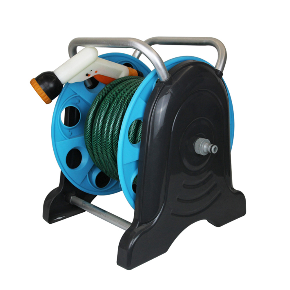 Seesa 15m two wheels or handhold home garden water wash tool hose reel cart with hose and hose nozzle
