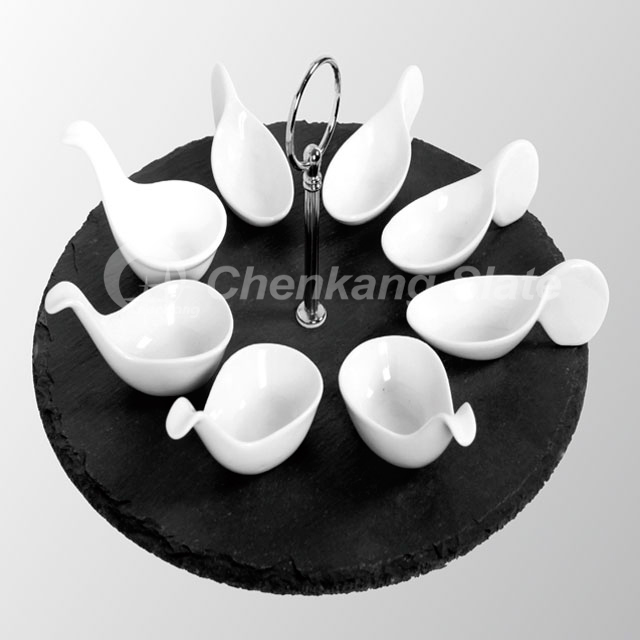 Set of 9, slate tapas set Round