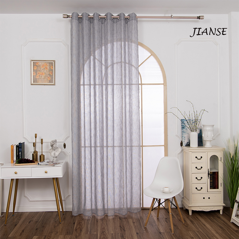CURTAIN Fiona solid Silver linen curtain fabric engineering curtain for lving room home window