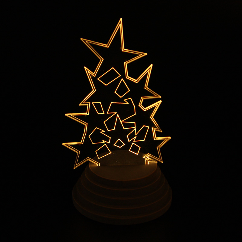 LED Star - Night Lamp, wood base
