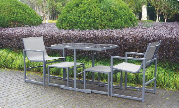Amarillo patio 5PCS metal rect. glass Bistro Set