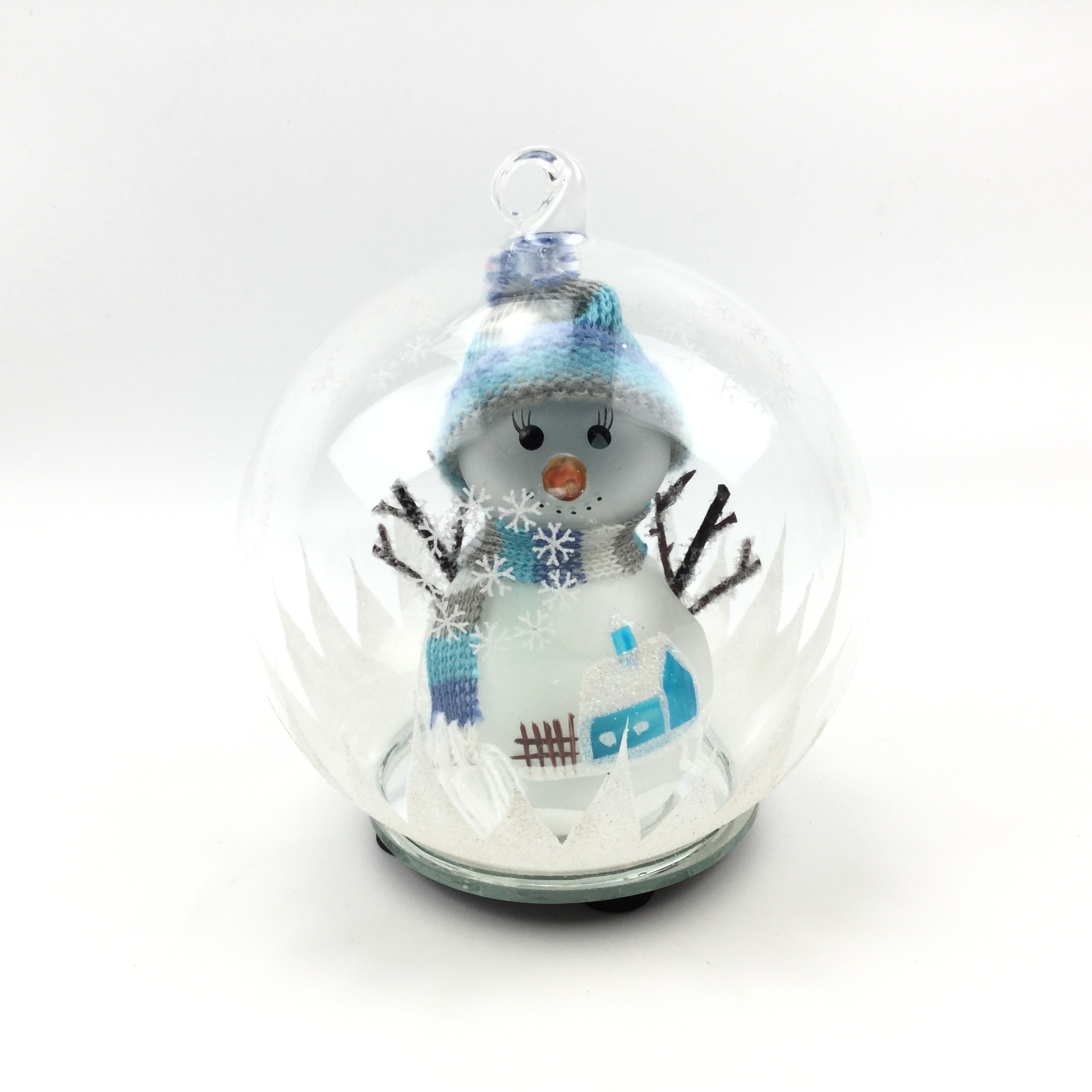Scarf & Hat Snowman LED Glass Ball | Christmas Decor | Wholesale Table Light-up Ornament