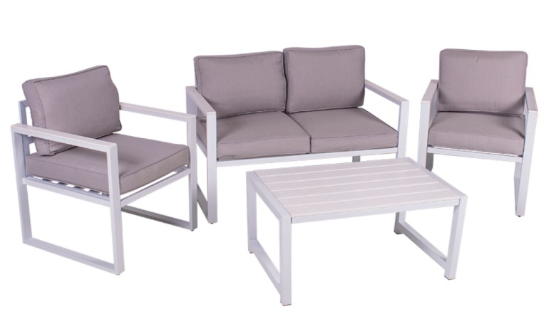 Glenwood patio 4PCS metal polywood cushion 4-seaters conversation sofa set
