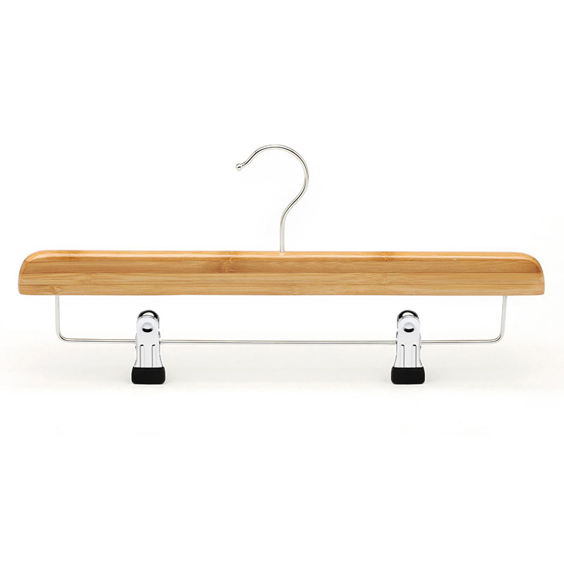 Natural Bamboo pants/skirts Hanger with Clips